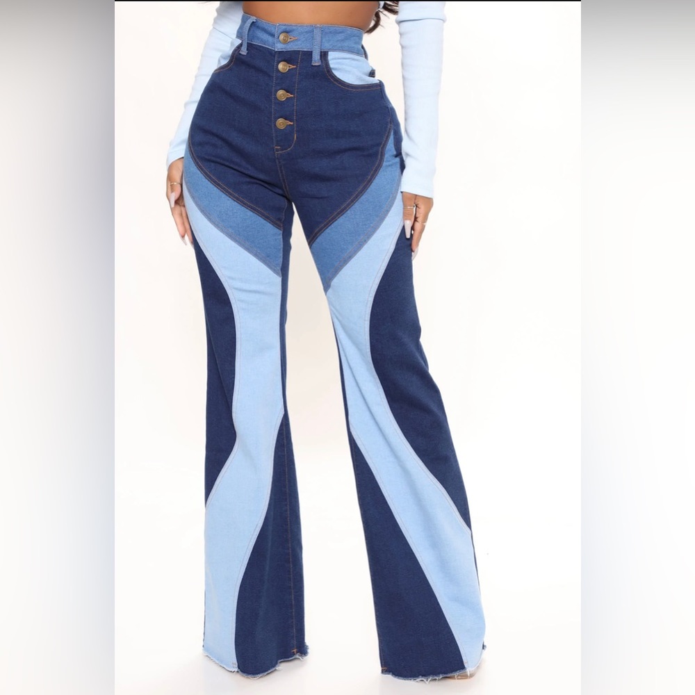 Devil In The Details Patchwork Flare Jeans